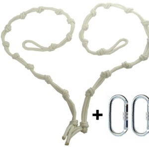 white hight regulators or daisy chain with 2 climbing carabiners for yoga hammocks