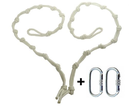 white hight regulators or daisy chain with 2 climbing carabiners for yoga hammocks