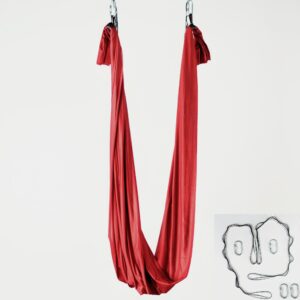 red yoga swing with daisy
