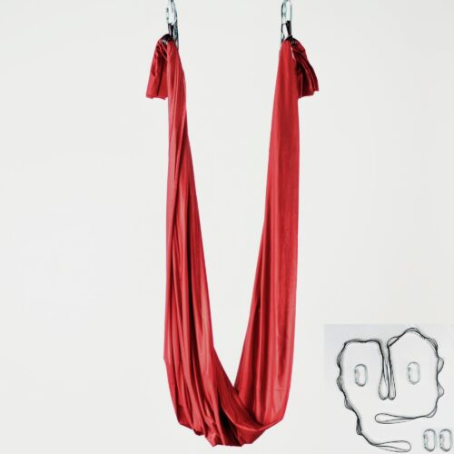 red yoga swing with daisy