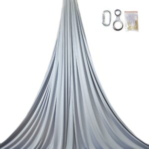 silver aerial silks for performances, tessuti aerei argento, telas aéreas gris plata