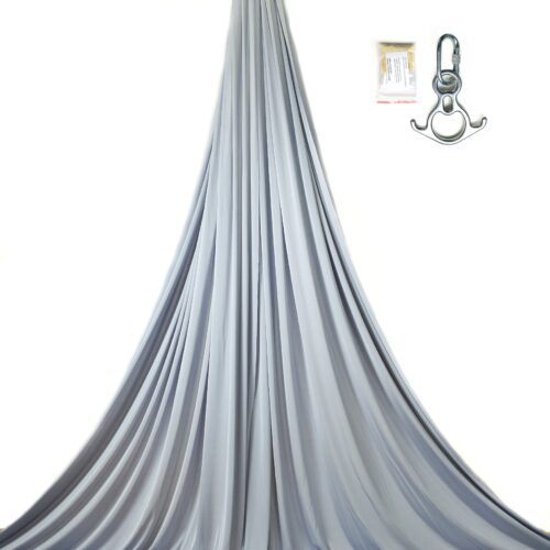 telas aéreas gris plata, silver aerial silks, tessuti aerei argento, tissu aérien argent