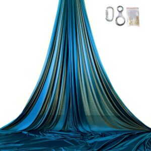 aerial silks for performancas, tissu aerien pour espectacles, tessuti aerei azzurro petrolio