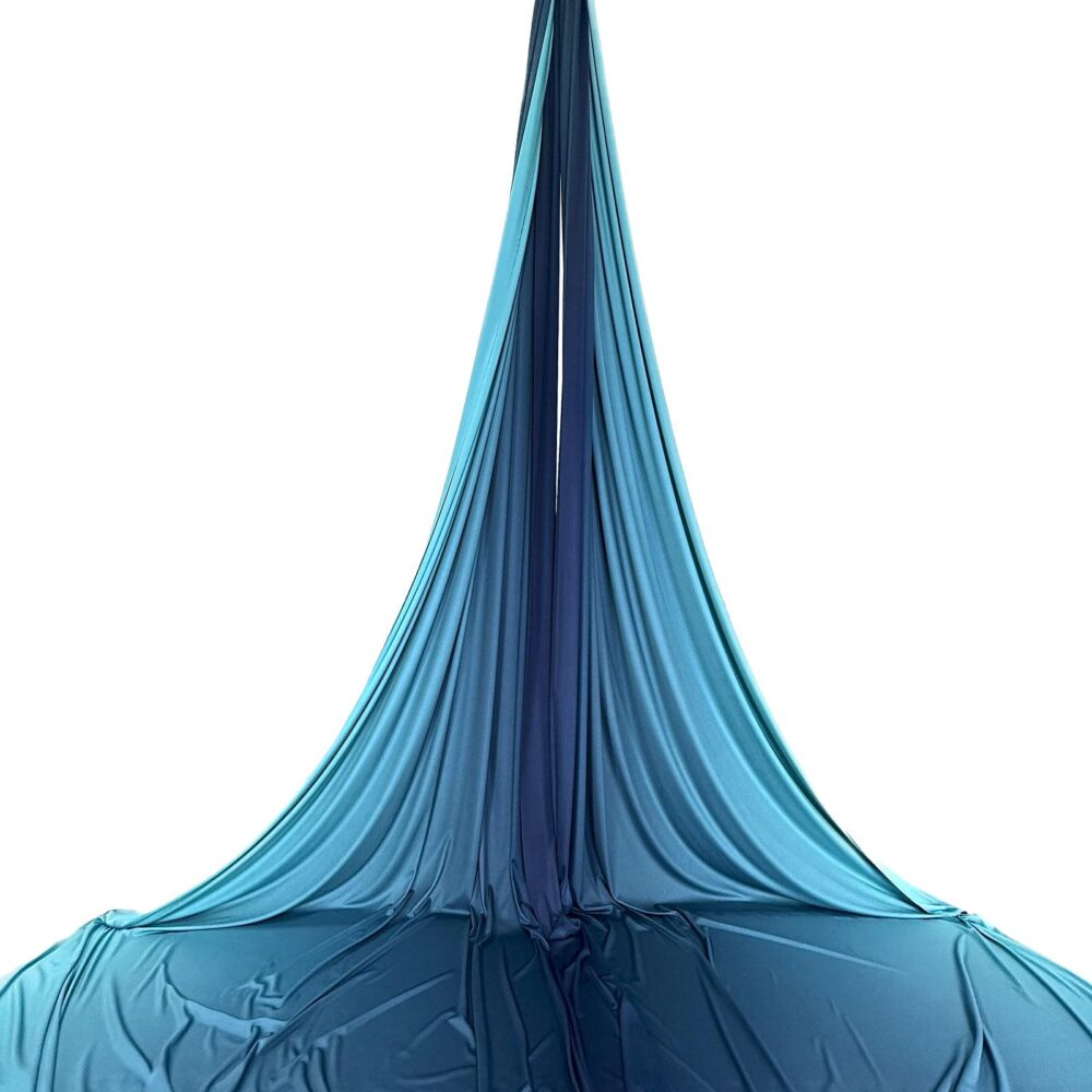 "Gradients" - Aerial silks from dark blue to turquoise