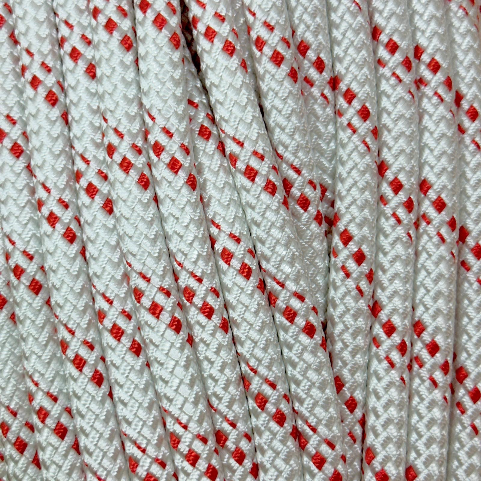 cuerda blanca con lineas rojas