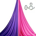 Kit de acrobacia aérea con ocho con cuernos, mosquetones y telas aéreas personalizables en dos colores.
